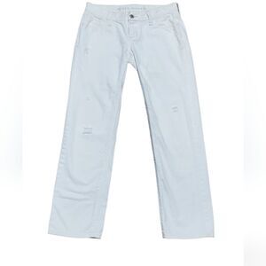 Old navy Womens lightly distressed White Super low rise Denim straight leg Jeans